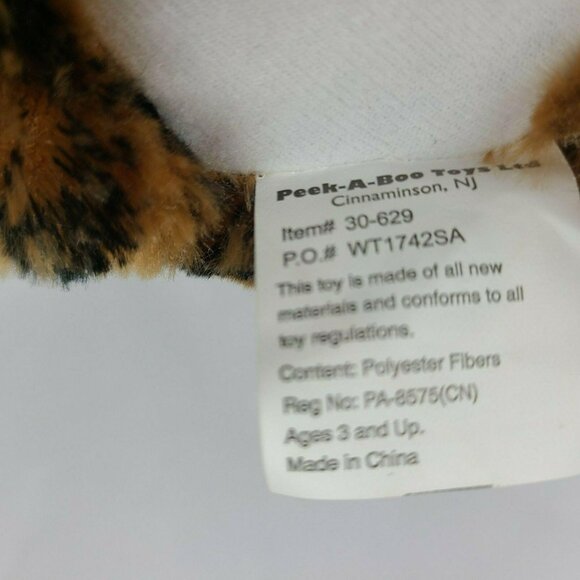 Peek a Boo Toys Tiger Plush Orange Black Striped Big Cat Stuffed Animal Toy - Picture 8 of 9